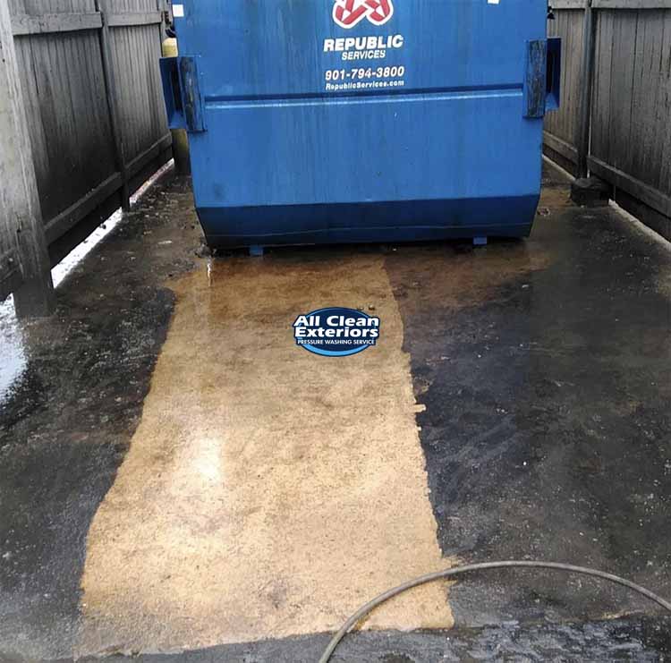 commercial power washing of a concrete dumpster pad in West Long Branch, NJ