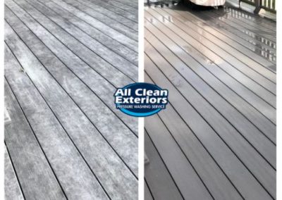 before and after of a grey composite wood deck in Monmouth Beach, NJ