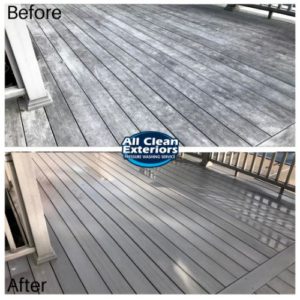 before and after of a grey composite wood deck in Monmouth Beach, NJ