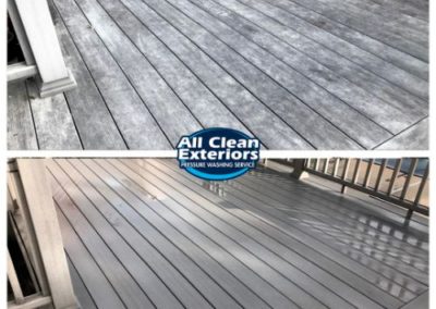 before and after of a grey composite wood deck in Monmouth Beach, NJ