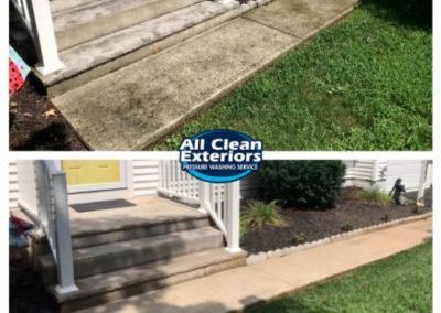 before and after pressure washing of a concrete walkway in Tinton Falls, NJ