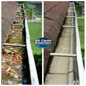 before and after gutter cleaning water, leaves and mold in Little Silver, NJ