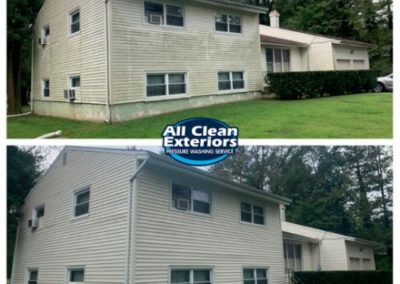 before and after residential power washing of vinyl siding in Colts Neck, NJ