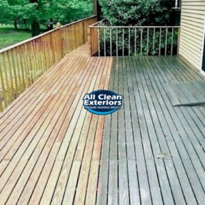 cleaning a wooden deck with power washing in Oceanport, NJ
