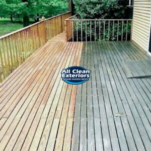 cleaning a wooden deck with power washing in Oceanport, NJ