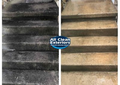 before and after power washing of concrete steps