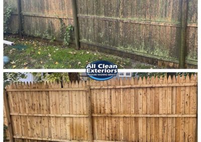 Power washing a wooden fence in Monmouth county nj